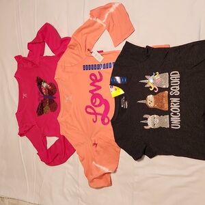 Girls NWT My Favorite Tee- Set of 3 Size 10/12 Hot Pink, Orange & Dark Grey